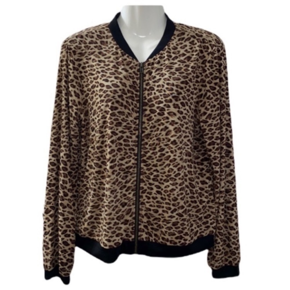 Cable & Gauge Size Medium Leopard Print Career Dress Jacket